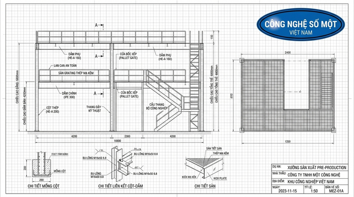 Bản vẽ thiết kế kệ sàn mezzanine trước khi sản xuất