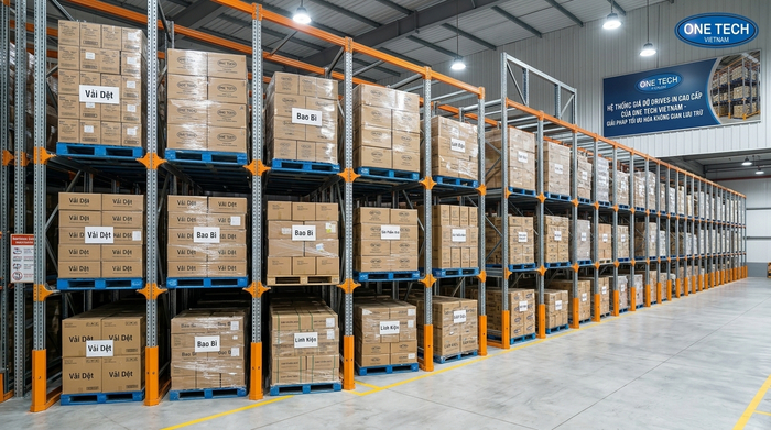 Hệ thống kệ drive-in cho kho hàng nhiều pallet Hệ thống kệ drive-in lưu trữ pallet số lượng lớn