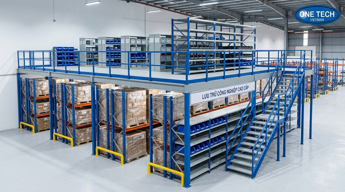 Hệ thống kệ sàn mezzanine kết hợp kệ chứa hàng