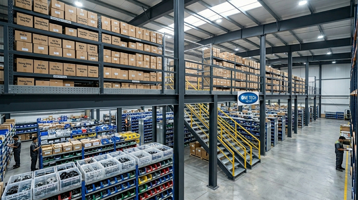 Kệ sàn mezzanine cho kho linh kiện và hàng thùng