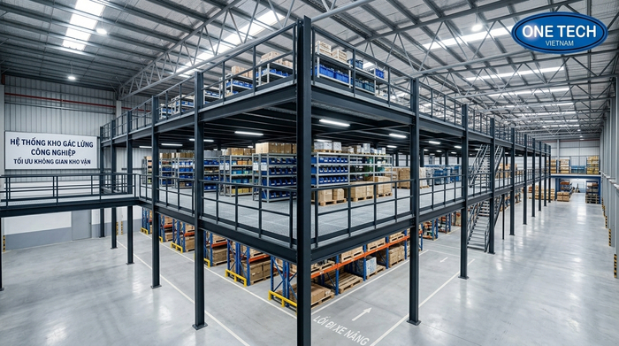 Kệ sàn mezzanine trong kho công nghiệp diện tích lớn