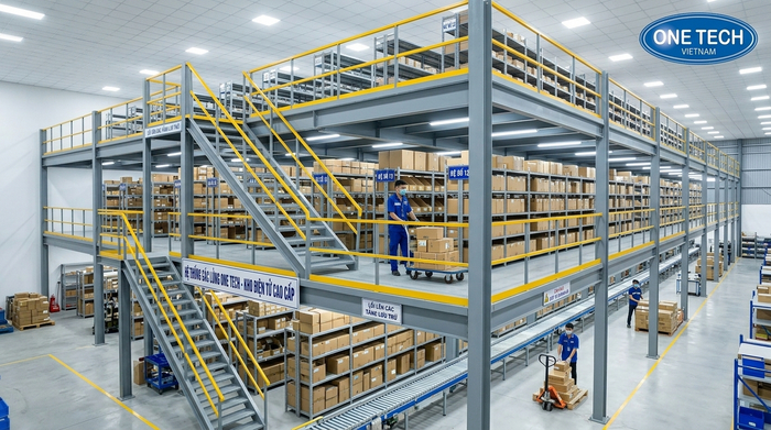 Kệ sàn mezzanine cho kho thương mại điện tử