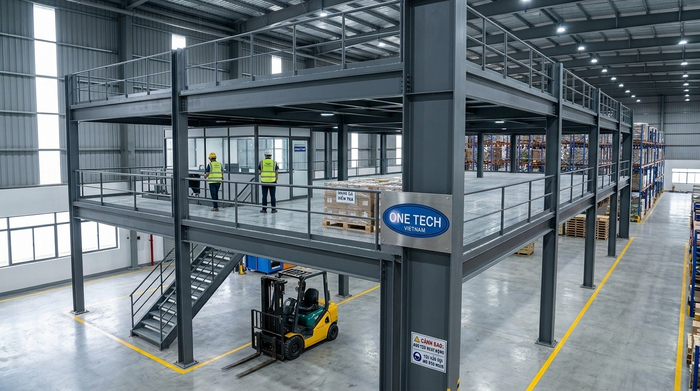 Kệ sàn mezzanine cho kho sản xuất tại Hưng Yên