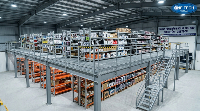 Kệ sàn mezzanine một tầng cho kho hàng Hưng Yên