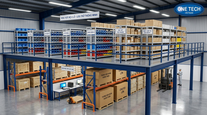 Kệ sàn V lỗ đa năng kết hợp mezzanine