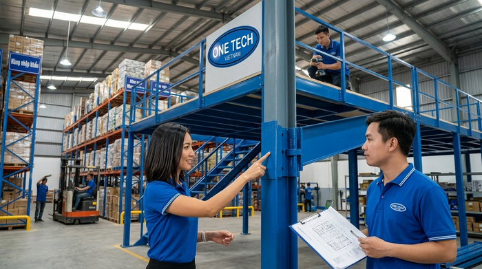 Lắp đặt kệ mezzanine nhanh chóng tại kho Hưng Yên
