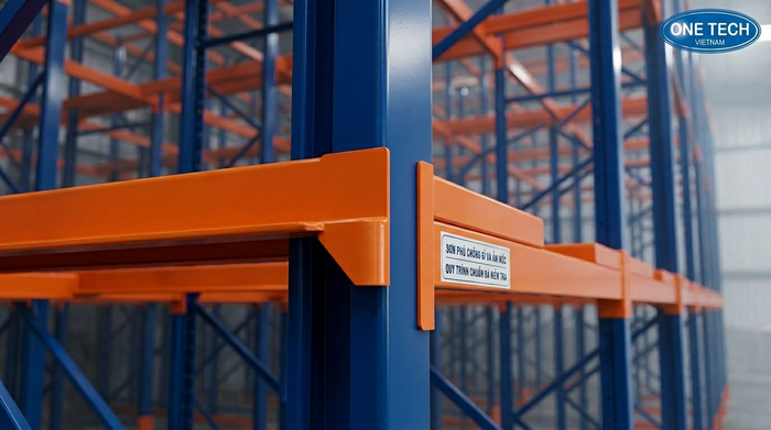Sơn tĩnh điện kệ drive in chống ẩm cho kho công nghiệp Bề mặt sơn tĩnh điện kệ drive in chống ẩm