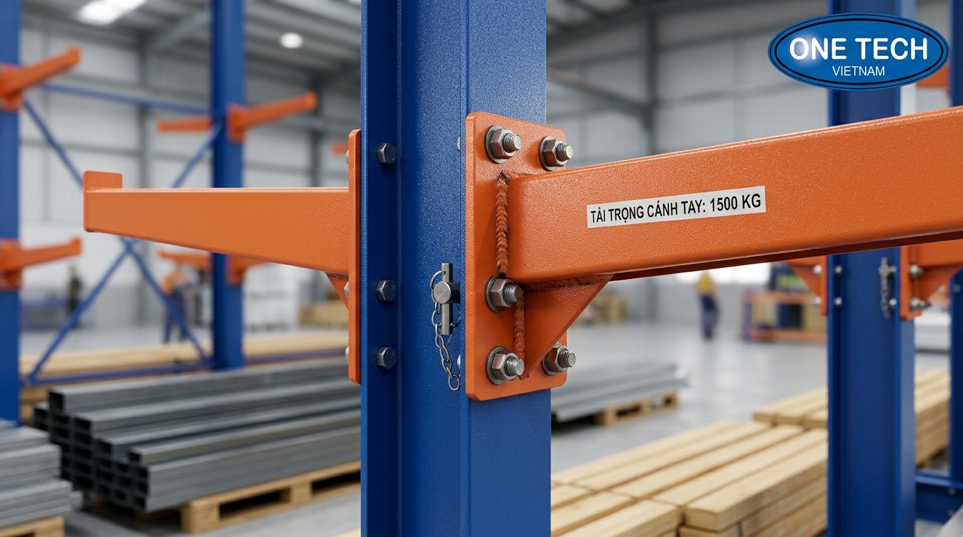 Chi tiết tay đỡ kệ cantilever công nghiệp cho hàng dài