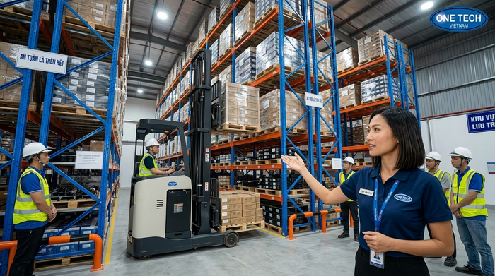 Đào tạo vận hành kệ VNA narrow aisle an toàn Đào tạo vận hành xe nâng trong lối đi hẹp của Kệ Narrow Aisle Hưng Yên