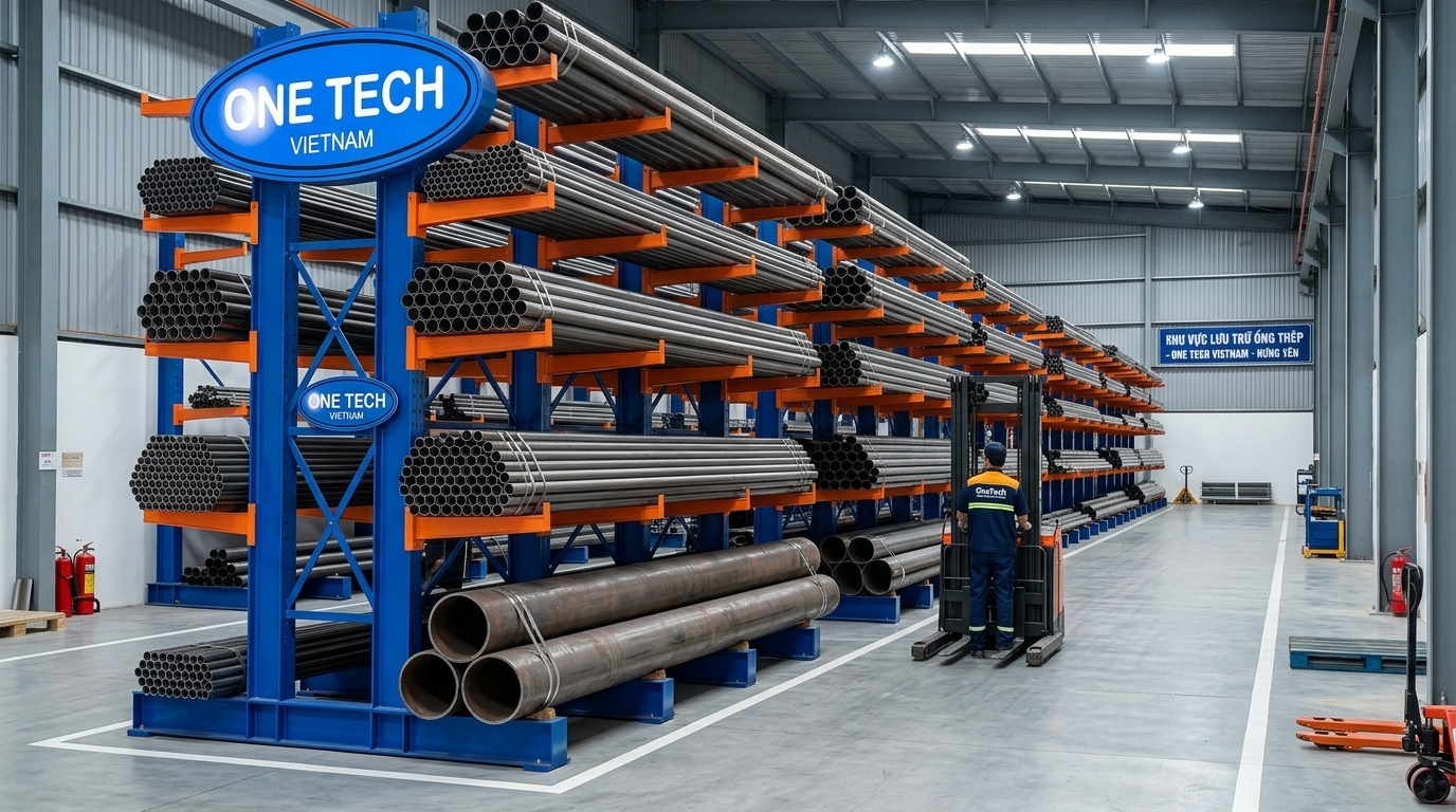 Kệ cantilever công nghiệp lưu trữ ống thép tại Hưng Yên