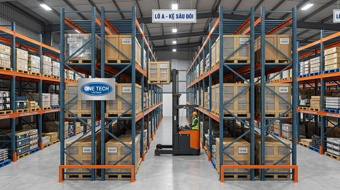 Kệ Double Deep tăng sức chứa kho pallet Kệ Double Deep cho kho công nghiệp tại Hưng Yên