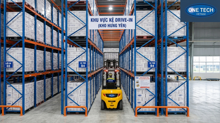 Kệ Drive In tối ưu mật độ lưu trữ pallet Kệ Drive In tăng mật độ lưu trữ cho kho hàng đồng nhất tại Hưng Yên