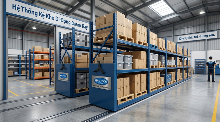Kệ kho di động beam-ray cho kho trung tải tại Hưng Yên