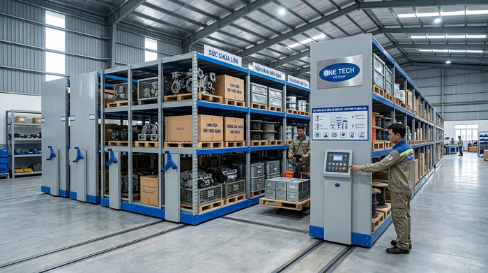 Kệ kho di động có động cơ cho nhà kho tại Hưng Yên