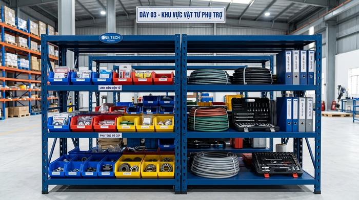 Kệ kho công nghiệp sắt V lỗ đa năng cho khu phụ trợ kho trung chuyển