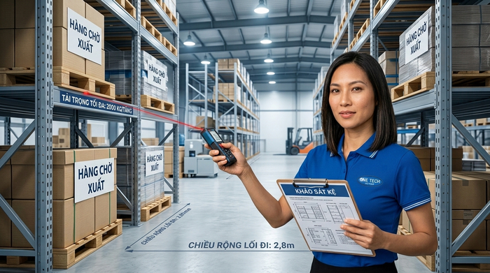Khảo sát mặt bằng trước khi thiết kế kệ kho trung chuyển Hưng Yên
