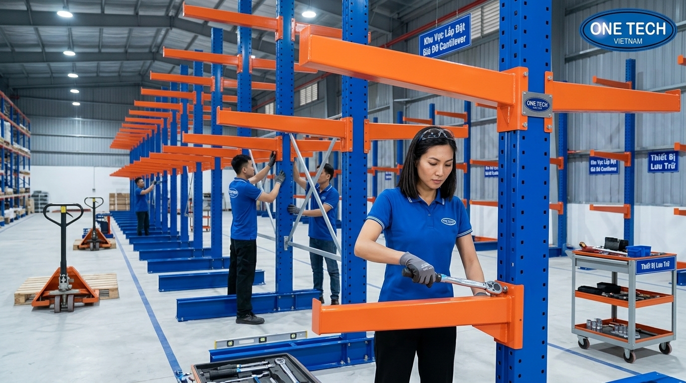 Kỹ thuật lắp đặt kệ tay đỡ cho kho công nghiệp tại Hưng Yên