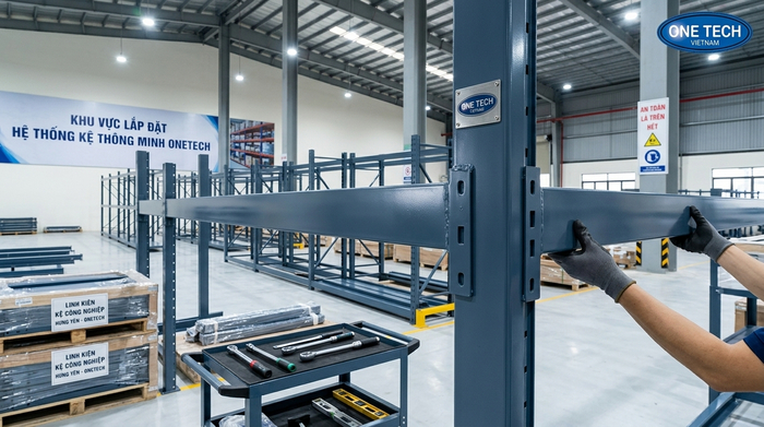 Lắp đặt kệ kho kiểm tra độ thẳng và an toàn Lắp đặt và căn chỉnh hệ thống kệ kho tại Hưng Yên