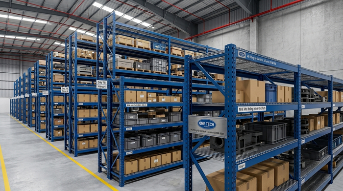 Dự án lắp đặt hoàn thiện tối ưu không gian Hệ thống kệ sắt v lỗ hoàn thiện tại kho hàng Hưng Yên
