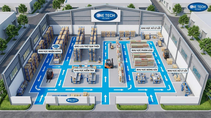 Mặt bằng phân khu kho trung chuyển Hưng Yên theo luồng hàng
