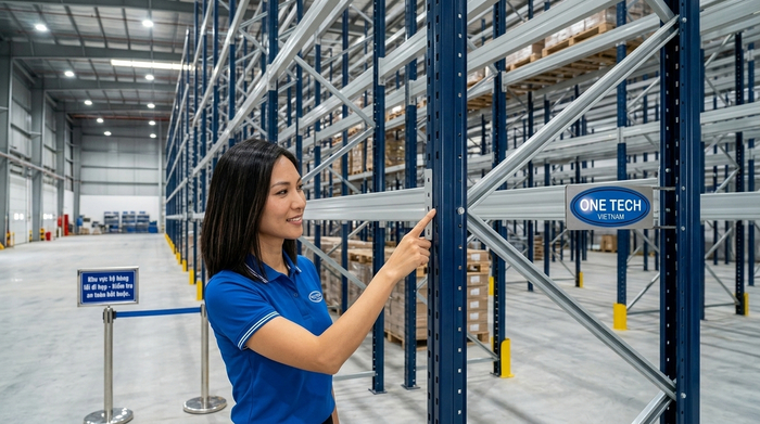 Nghiệm thu kệ VNA narrow aisle sau lắp đặt Nghiệm thu Kệ Narrow Aisle Hưng Yên sau khi lắp đặt hoàn thiện