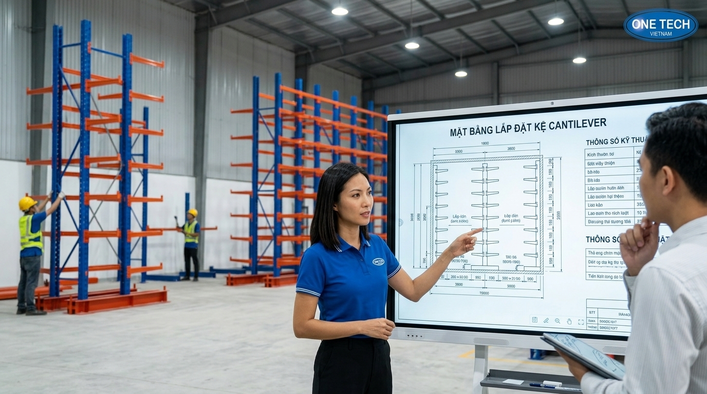Quy trình lắp đặt kệ tay đỡ tại kho hàng Hưng Yên