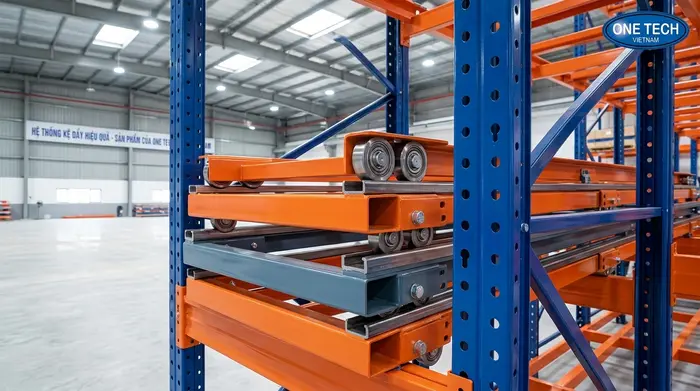 Ray trượt và xe trượt của kệ push back Hưng Yên cần vận hành ổn định