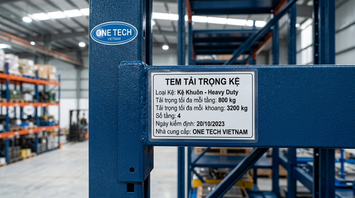 Tem tải trọng giúp vận hành kệ khuôn an toàn Tem tải trọng trên kệ khuôn Hưng Yên