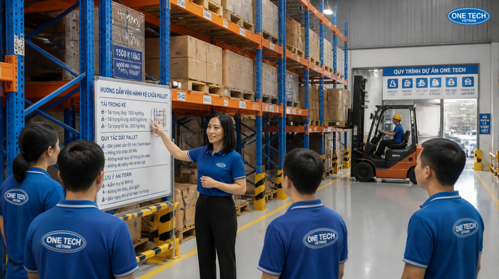 Đào tạo vận hành kệ kho logistics sau bàn giao Đào tạo quy trình vận hành kệ kho và xe nâng sau lắp đặt