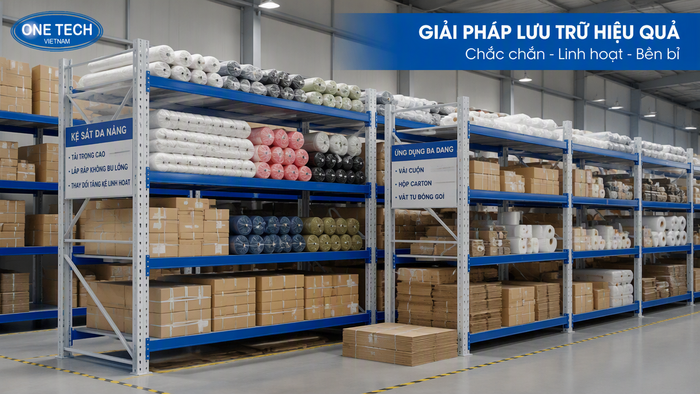 Kệ chứa vải đa năng cho kho hỗn hợp tại Hưng Yên