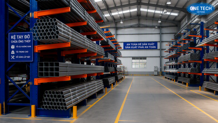 Kệ kho hàng Hưng Yên thuộc OneTech cung cấp kệ để ống thép