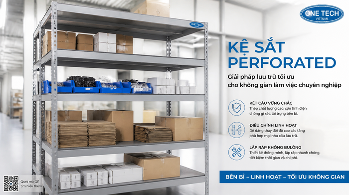 Kệ kho tôn lỗ trong kho logistics Kệ kho tôn lỗ dùng cho khu vực soạn hàng và vật tư nhỏ