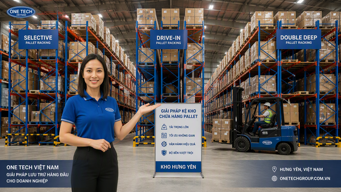 Kệ pallet chứa hàng nặng trong nhà kho Hưng Yên