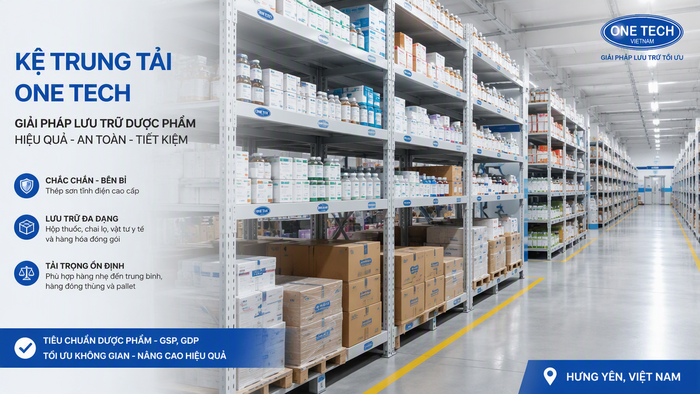 Kệ trung tải kho dược phẩm Hưng Yên chịu tải tốt