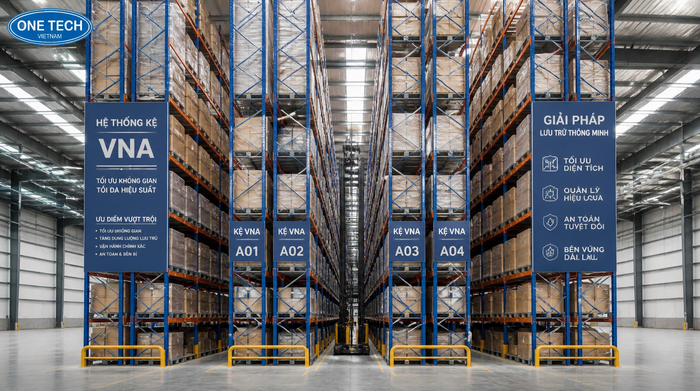 Kệ VNA cho kho logistics trần cao Kệ VNA lối đi hẹp tối ưu chiều cao kho logistics