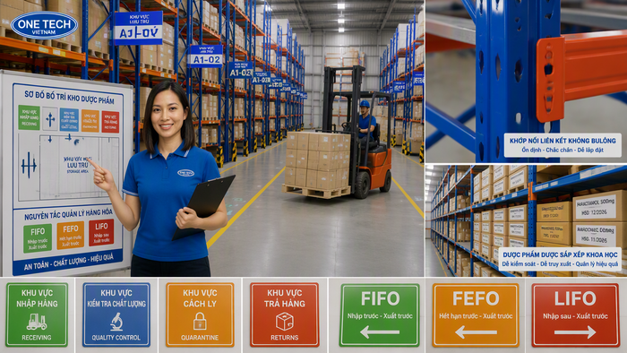 Sơ đồ bố trí kệ kho dược phẩm tối ưu lối đi