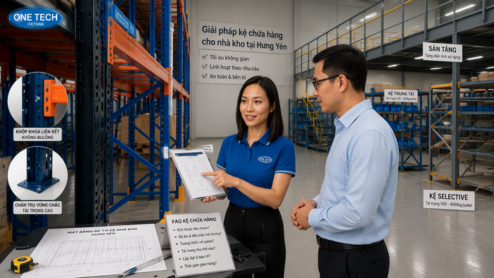 Tư vấn thiết bị nhà kho Hưng Yên tại Kệ kho hàng Hưng Yên OneTech