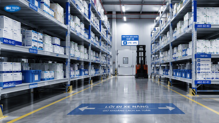Lối đi kệ kho dược phẩm phù hợp xe nâng chuyên dụng