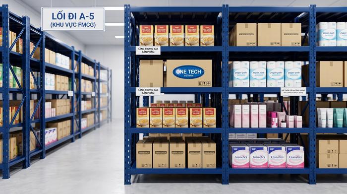 Kệ kho thông thoáng chống ẩm cho hàng FMCG tại Hưng Yên
