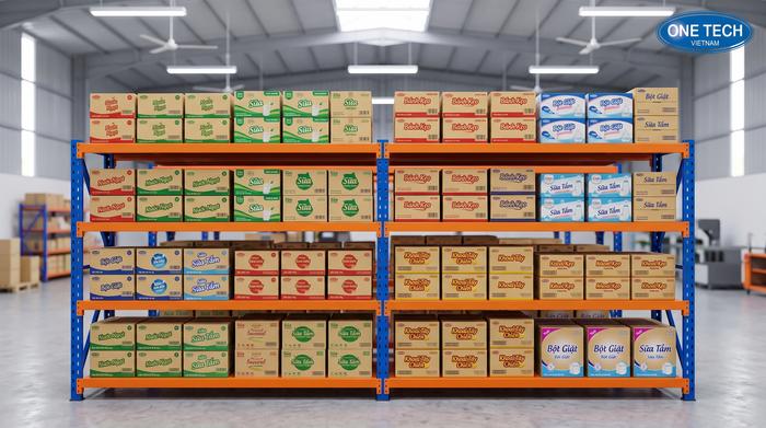 Kệ trung tải cho kho FMCG Hưng Yên lưu trữ thùng carton