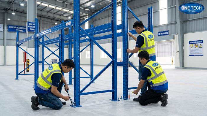Đội kỹ thuật lắp đặt kệ kho chuyên nghiệp tại Hưng Yên