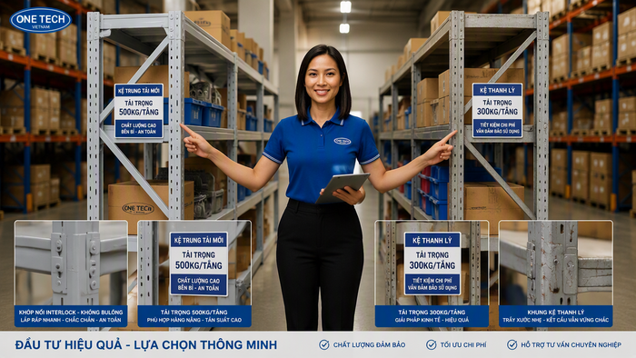 So sánh kệ trung tải mới và kệ thanh lý kho công nghiệp